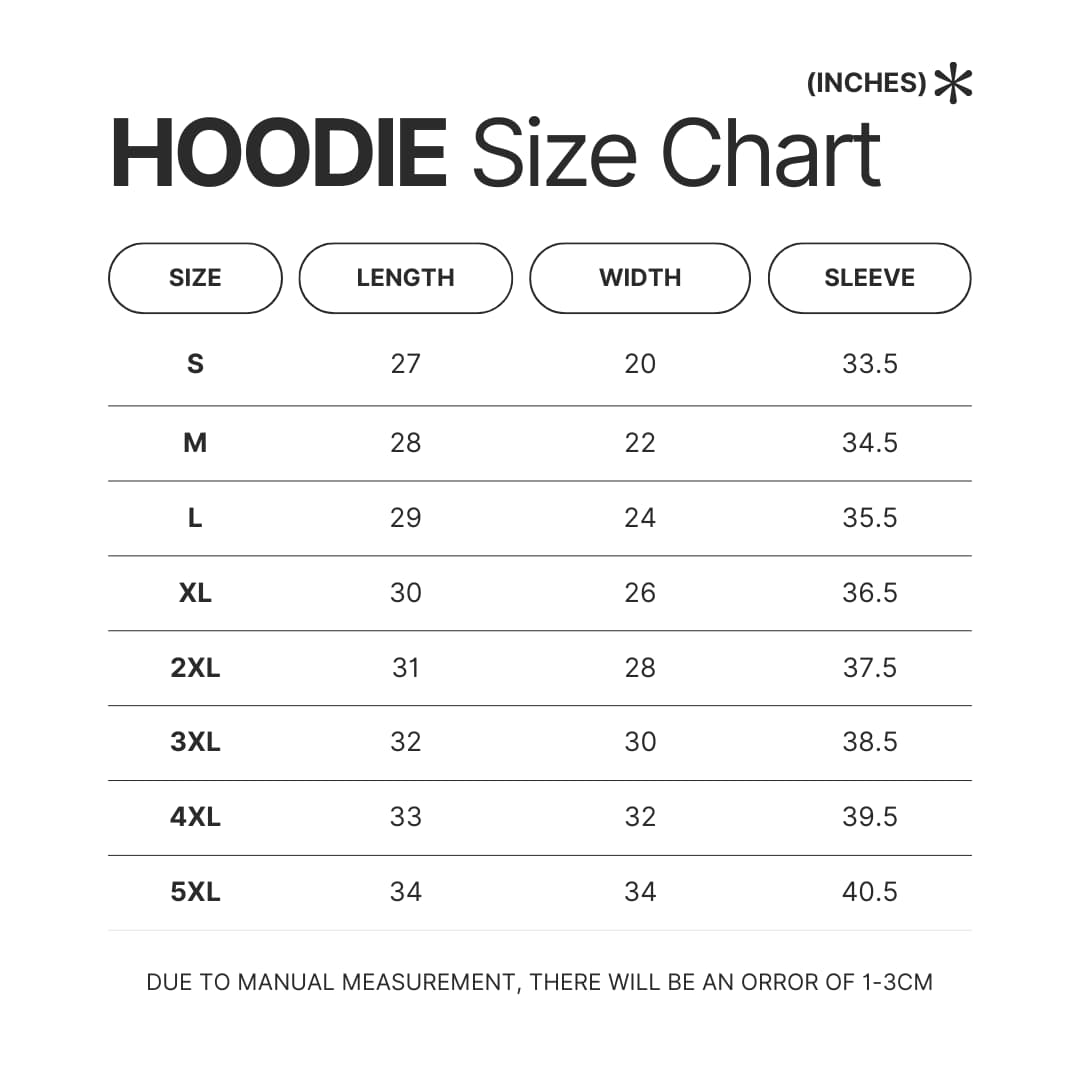 Hoodie Size Chart - G.I. Joe Merch