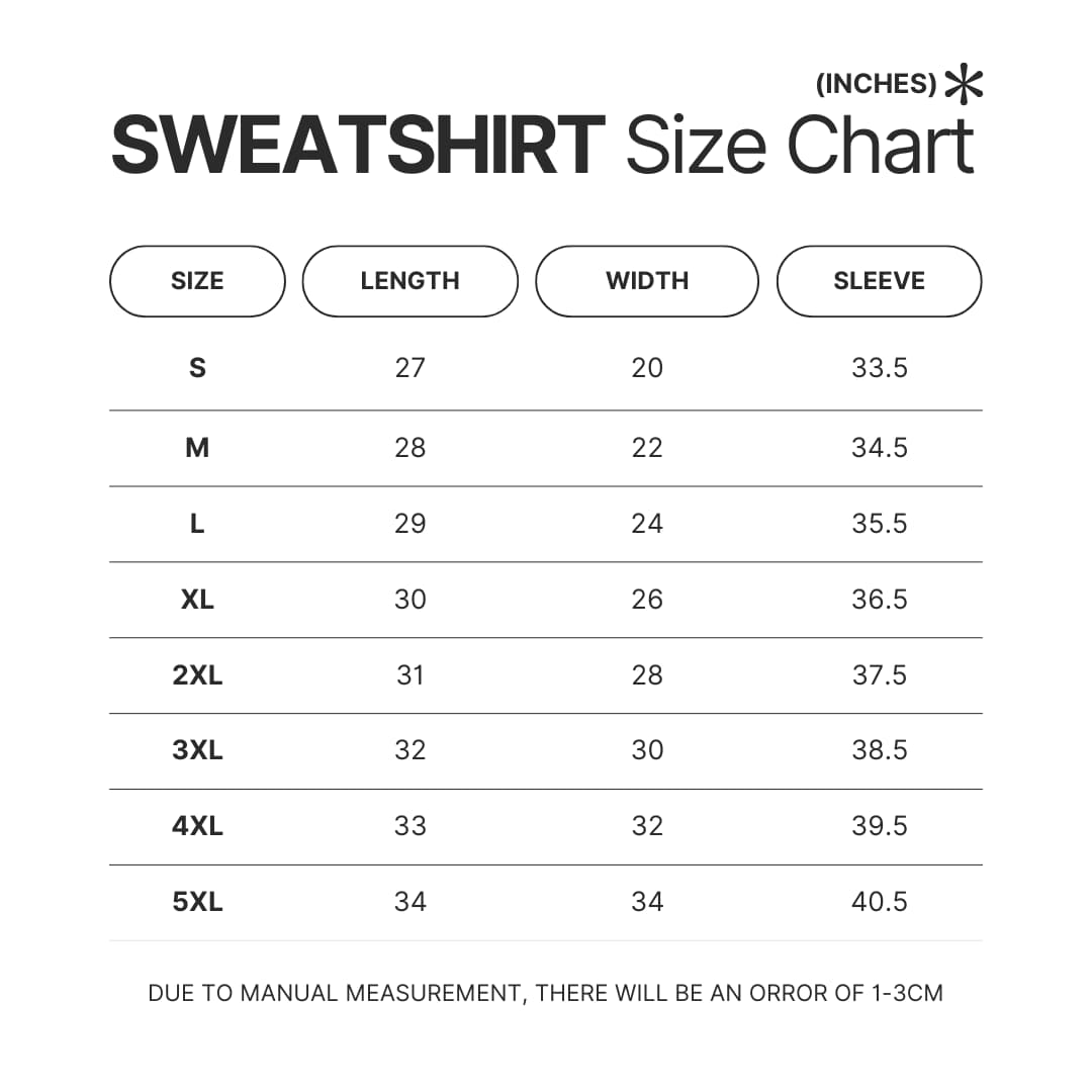 Sweatshirt Size Chart - G.I. Joe Merch