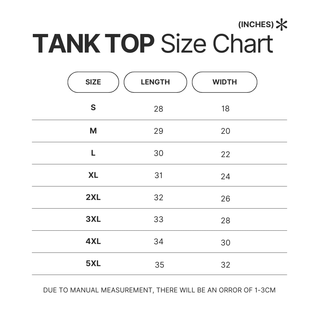 Tank Top Size Chart - G.I. Joe Merch
