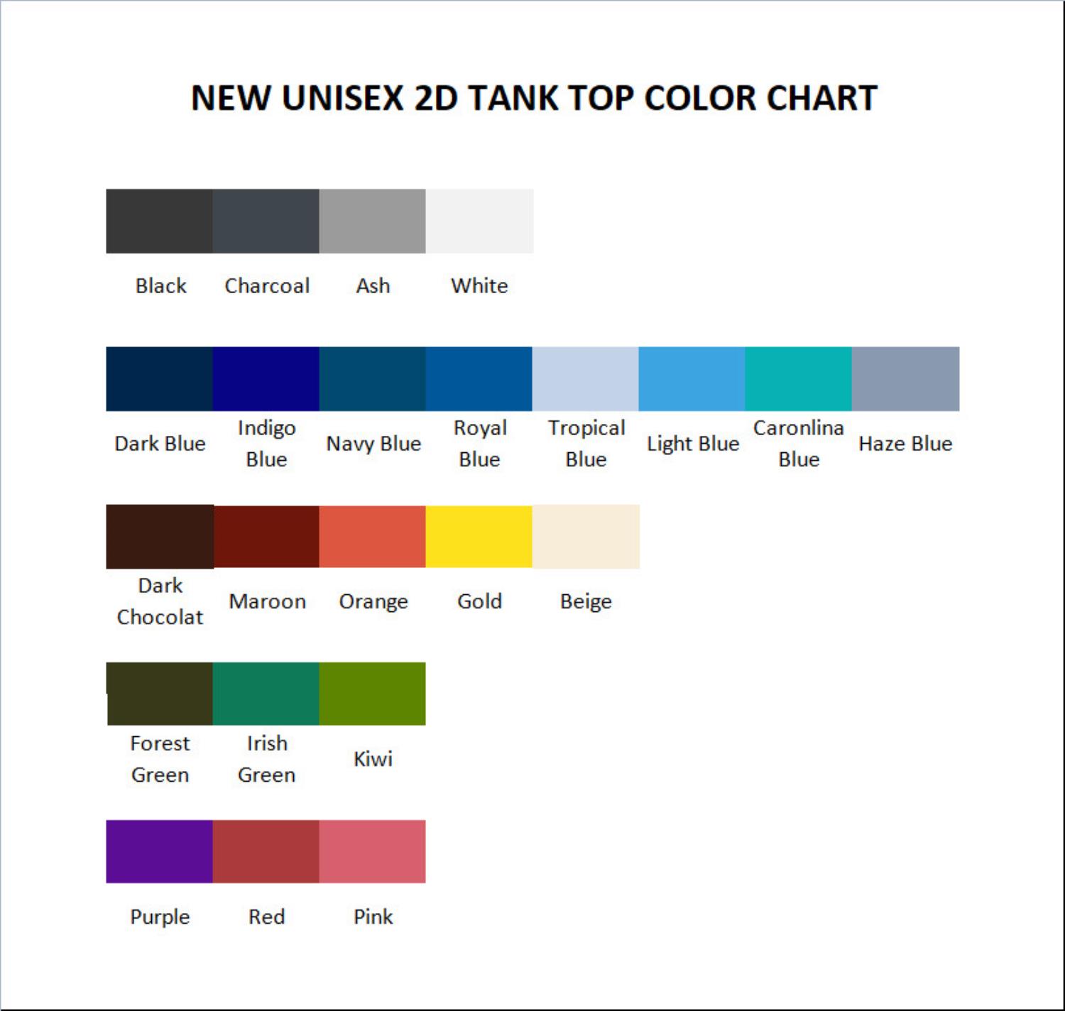 tank top color chart - G.I. Joe Merch