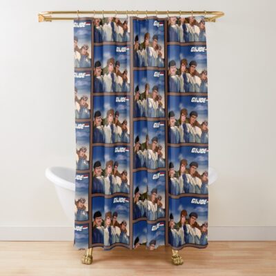 G.I. Joe Random Moment 1 Brown Border Shower Curtain